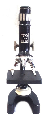 Microscópio Towa 100x-900x Antigo Com Caixa De Madeira 