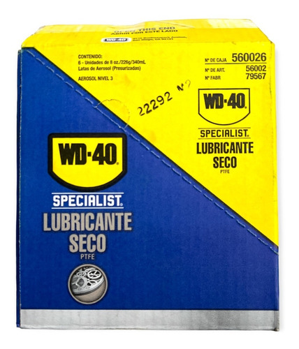 Lubricante Seco 8 Oz Wd-40 Specialist Caja De 6 Pzs
