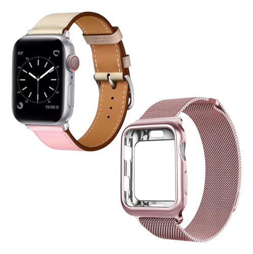 Kit Correas Para Apple Watch Estilo Ejecutivo: Acero Y Piel