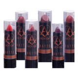 Kit 06 Batom Bala Matte - Arovida Cor Vermelho Ousadia - Fetiche-vermelho Encanto-marsala-poderosa-lolita