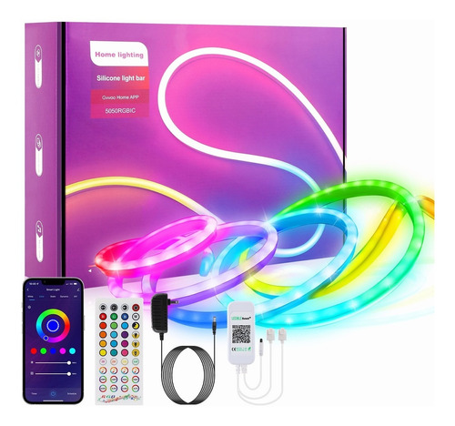 Tira Led Multicolor Neón Control Audiorítmica App Rgb 5m