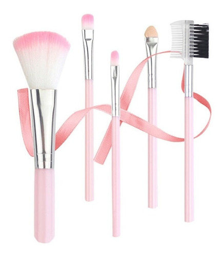 Brochas Y Pinceles Para Maquillaje Set 5 Piezas Lisfar Color Rosa