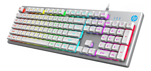 Teclado Gamer Conexão Usb Com Luz Rgb Prata Hp Para Notebook