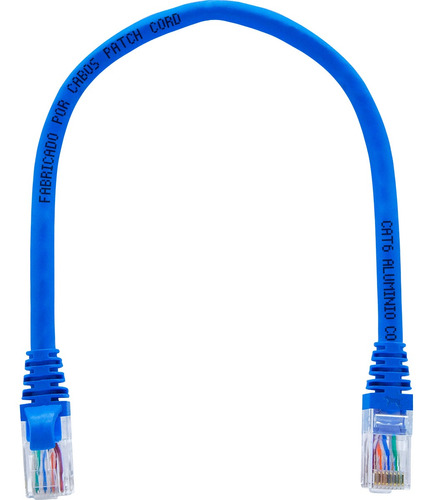 Kit 10 Un. Patch Cord Para Internet Cat6 - 30 Cm Azul