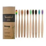 Pack De 10 Escovas De Dente Ecológica Em Bambu Coloridas