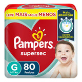 Pacote De Fraldas Supersec Tamanho G 80 Unidades Pampers