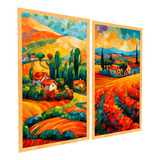 Quadros Decorativos Paisagem Estilo Pintura Sala Varanda Kit