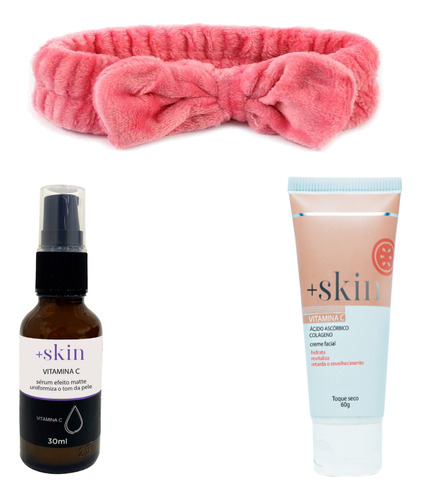 Kit Skincare +skin Creme Colageno E Sérum Vitamina C+ Faixa 