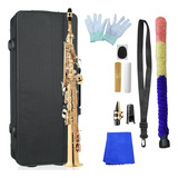 Saxofone Sax Sib Soprano Reto Laqueado Dourado + Case Luxo