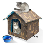 Casa Para Gatos Outdoor Invierno, Impermeable, Cuenco Y Tien