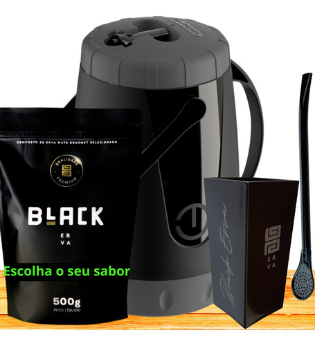 Kit Completo Tereré Garrafa+copo+bomba+blackerva Mate 500g