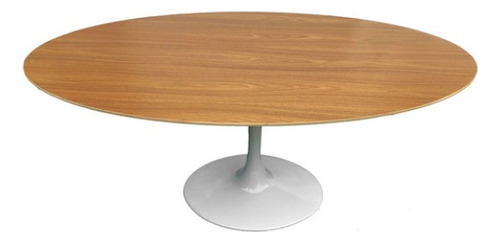 Mesa De Jantar Oval Tulipa Saarinen 180x90cm Branca E Freijó