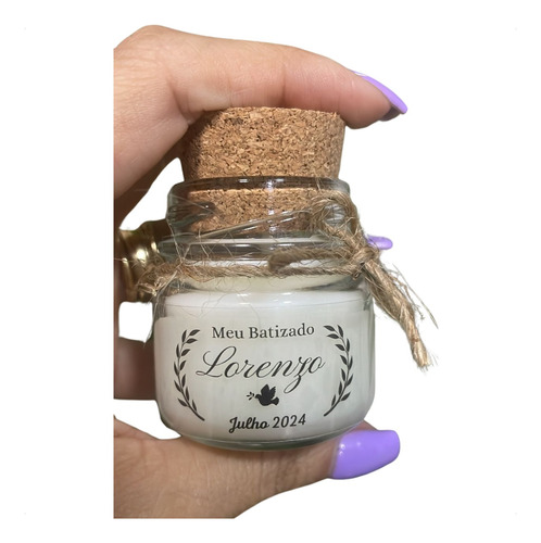 Kit 10 Lembrancinha Vela Aromática Batizado Personalizada