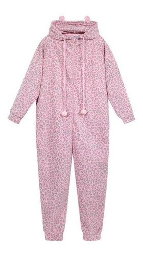 Pijama Teens Niña Polar C/gorro Estampado Rosa H2o Wear