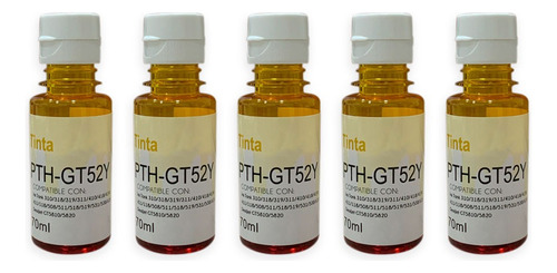 5 Tintas Compatible Hp Gt52 Amarillo 115 410 415 Gt52y