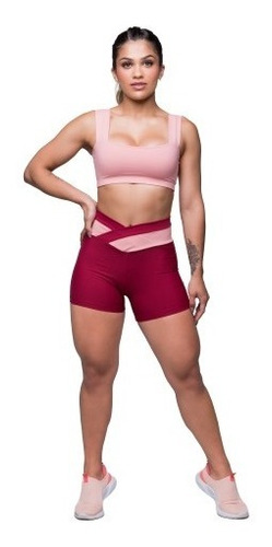 Conjunto Fitness Dily Short E Top Vermelho Com Recortes 264