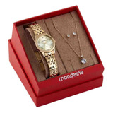 Kit Relógio Mondaine Dourado Feminino 32607lpmkde1k1