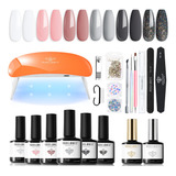 Modelones Kit De Unas De Gel Portatil De 20 Piezas Con Luz U