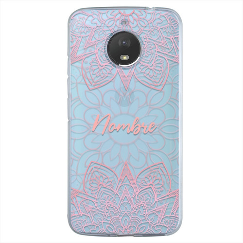 Funda Para Motorola Mandala Rosa Personalizada Con Nombre