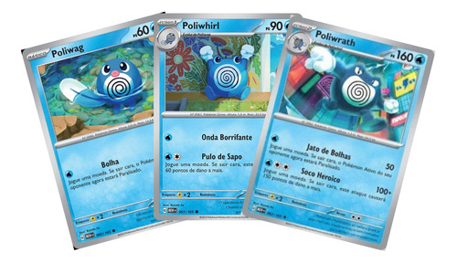 Kit Carta Pokémon Poliwag Poliwhirl Poliwrath Coleção 151