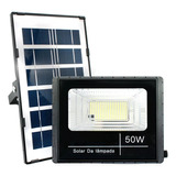 Refletor Solar Led 50w Holofote Placa Solar 6500k Luz Branca