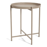 Mesa Lateral Centro Decorativa Redonda Em Metal Fendi P 43cm