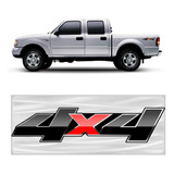 Emblema Adesivo 4x4 Ranger 2008 2009 2010 Preto E Vermelho