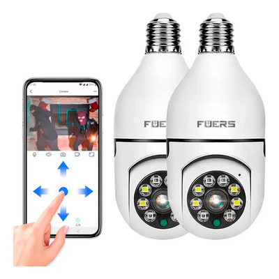 2pcs Cámara De Seguridad Wifi De 360° Visión Nocturna Alarma Audio bidireccional Blanco Fuers | MercadoLibre