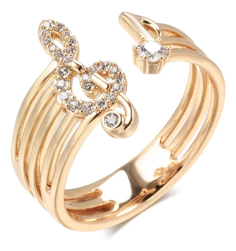 Regalo Anillo Ajustable Clave Sol Rose Gold Amor Swarovski E