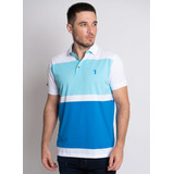 Camisa Polo Aleatory Listrada Megz Azul