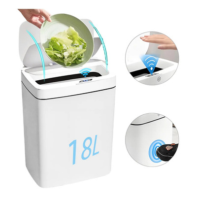 18l Bote De Basura Con Sensor Led Inteligente Silencioso Blanco
