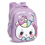 Mochila Nena Escolar Infantil  Diseño En 3d Jardin Trendy