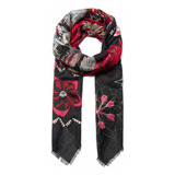 Desigual Pañuelo Deshilachado Rojo Negro Nuevo