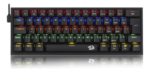 Teclado Mecânico Redragon Fizz Rainbow Brown Black K617-r-b