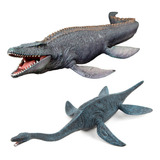 Conjunto 2 Brinquedos Dinossauro, Mosassauro, Plesiossauro