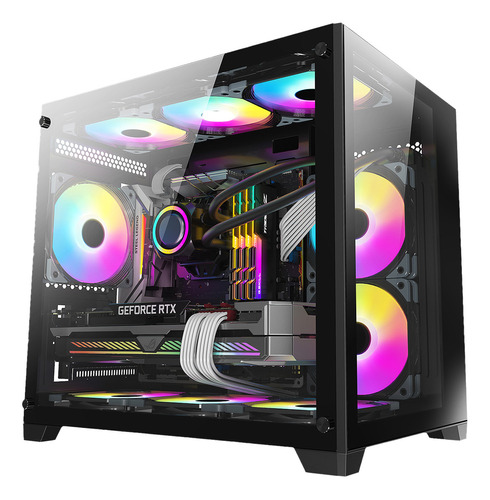 Gabinete Gamer Liketec Kirra 4x Fans Argb Aquario Cubo 