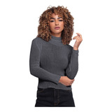 Blusa Cacharréu Feminina Manga Longa Frio Canelado Básica 