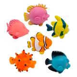 Juguete Animales Peces Tropicales X6 Goma Pack Colores