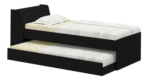 Ditália Móveis Bb-28 Cor Preto Cama Solteiro Bicama