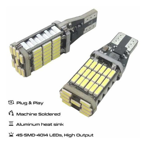 2x Foco T15 45 Smd Led Canbus 12v 904 912 W16w 916 921 White