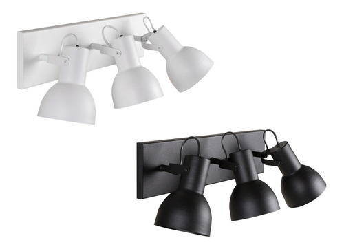 Aplique Pared Industrial 3 Luces Blanco Negro Para Led E27