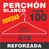 Perchas De Alambre X100 - Perchón Reforzado 45cm - Blanco