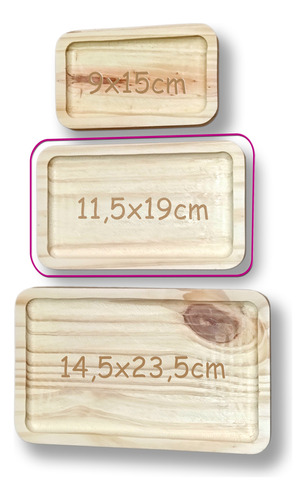 Bandejas Madera Rectangulo X12 Unidades 11,5 X 19cm Pack