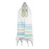 Mantón De Oración Judío Talit, Elegante Y Suave Bufanda De O Color Azul Talla 185x54cm