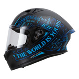 Casco Integral Ich 503 Nas Negro Mate Azul Visor Tr