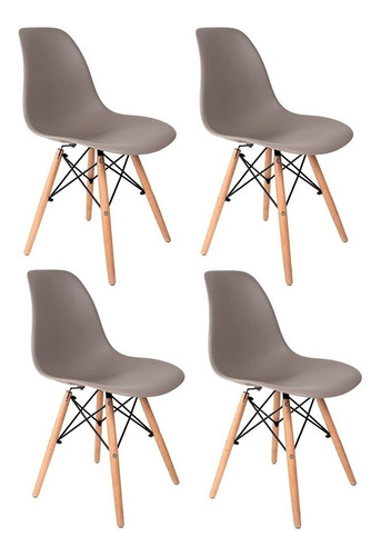 Cadeira De Jantar Empório Tiffany Eames Dsw Madera, Estrutura De Cor  Cinza, 4 Unidades