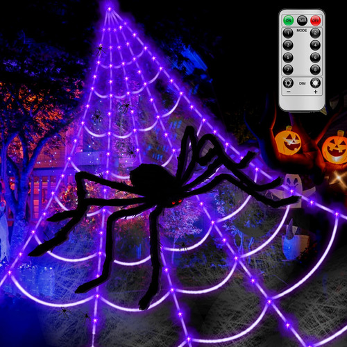 Luces De Decoracion De Halloween Con Telaranas, Funciona Con