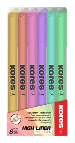 Resaltadores Pastel Kores Delgado Set X6 Colores