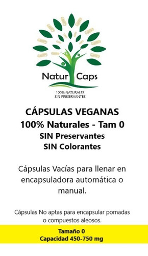 Cápsulas Duras Origen Vegetal (veganas) 2.000 Unid. Tam 0