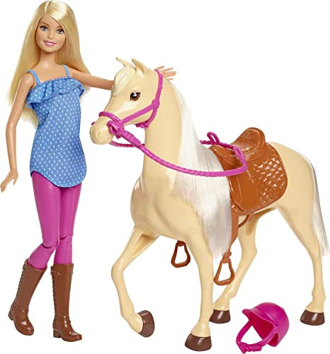 Juego De Muñeca Barbie Y Caballo, Muñeca Rubia A La Moda C